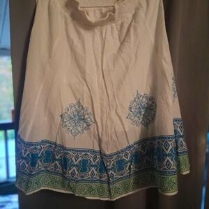 Style & Co. Cream and Blue Patterned A-Line Skirt